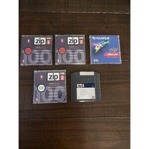 Lot of 5 Vintage Mac Formatted Zip 100MB Disks Iomega Fujifilm Apple Macintosh